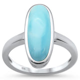 Natural Larimar Oval .925 Sterling Silver Ring Sizes 5-10