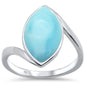Natural Larimar Marquise .925 Sterling Silver Ring Sizes 5-10