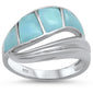 Natural Larimar New Design Wave .925 Sterling Silver Ring Sizes 5-10