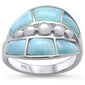 Natural Larimar New Design .925 Sterling Silver Ring Sizes 5-10