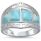 Natural Larimar Greek Key Design .925 Sterling Silver Ring Sizes 6-9
