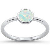 <span>CLOSEOUT! </span>Round White Opal .925 Sterling Silver Ring Sizes 5-10