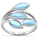 Natural Larimar Olive Branch Tree Leaf .925 Sterling Silver Ring Sizes 4-10