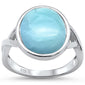 Natural Larimar Oval .925 Sterling Silver Ring Sizes 5-10