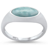 Natural Larimar Design .925 Sterling Silver Ring Sizes 6-8