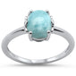 Oval Natural Larimar .925 Sterling Silver Ring Sizes 6-8