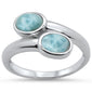 Oval Natural Larimar  .925 Sterling Silver Ring Sizes 6-8