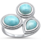 Natural Larimar .925 Sterling Silver Ring Sizes 6-8
