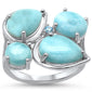 Natural Larimar & Blue Topaz Cubic Zirconia .925 Sterling Silver Ring Sizes 5-10