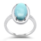 Oval Natural Larimar & CZ .925 Sterling Silver Ring Sizes 5-10