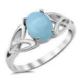 Natural Oval Larimar .925 Sterling Silver Ring Sizes 5-10