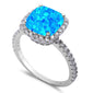 <span>CLOSEOUT! </span>Blue Opal & Cubic Zirconia .925 Sterling Silver Ring Size 5