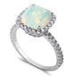 <span>CLOSEOUT! </span>White Opal & Cubic Zirconia .925 Sterling Silver Ring Sizes 5-6,8-10