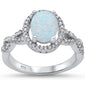 Filigree Style White Opal & Cz Fashion .925 Sterling Silver Ring Sizes 5-10