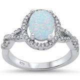 Filigree Style White Opal & Cz Fashion .925 Sterling Silver Ring