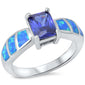Radiant Tanzanite & Blue Opal .925 Sterling Silver Ring sizes 6-9