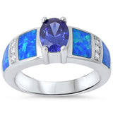 Tanzanite, Blue Opal & Cz .925 Sterling Silver Ring sizes 6-9