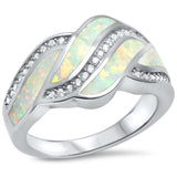 <span>¡LIQUIDACIÓN TOTAL!</span> Anillo de plata de ley .925 con ópalo blanco y circonita cúbica