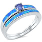 Tanzanite & Blue Opal .925 Sterling Silver Ring Set sizes 6-9