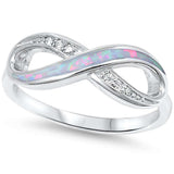 White Opal & Cz .925 Sterling Silver Ring