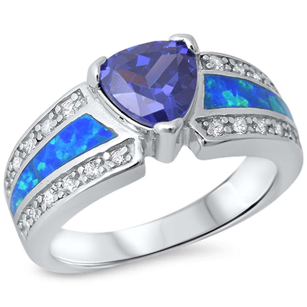 Tanzanite, Blue Opal & Cz .925 Sterling Silver Ring sizes 6-9