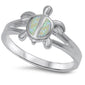 Fire White Opal turtle .925 Sterling Silver Ring Sizes 6-9