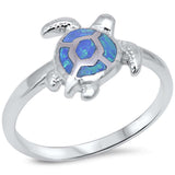  Blue Opal Turtle .925 Sterling Silver Ring