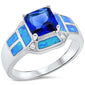 <span>CLOSEOUT!</span> Princess Cut Blue Sapphire, Blue Opal & Cz .925 Sterling Silver Ring