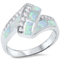 White Opal & Cz .925 Sterling Silver Ring sizes 6-10