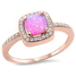 Rose Gold Plated Pink Opal & Cubic Zirconia .925 Sterling Silver Ring Sizes 5-10
