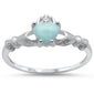 Natural Larimar Claddagh .925 Sterling Silver Ring Sizes 5-10