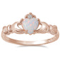 Rose Gold Plated White Opal & Cubic Zirconia .925 Sterling Silver Ring Sizes 5-10