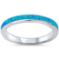 Blue Opal Band .925 Sterling Silver Ring sizes 5-10