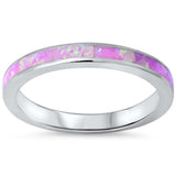 Pink Opal Band .925 Sterling Silver Ring