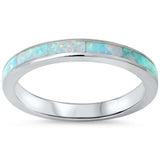 White Opal Band .925 Sterling Silver Ring sizes 4-12