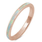 Rose Gold Plated White Opal Band .925 Sterling Silver Ring Sizes 4-11