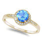Blue Fire Opal & Cubic Zirconia .925 Sterling Silver Ring Sizes 4-10