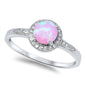 Pink Fire Opal & Cz .925 Sterling Silver Ring Sizes 4-12