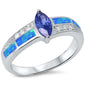 Tanzanite, Blue Opal & Cz .925 Sterling Silver Ring sizes 5-10