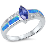  Tanzanite, Blue Opal & Cz .925 Sterling Silver Ring