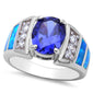 <span>CLOSEOUT! </span>Tanzanite, Blue Opal & Cz .925 Sterling Silver Ring