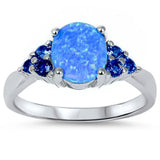 Best Seller Blue Opal & Blue Sapphire .925 Sterling Silver Ring Sizes 3-12