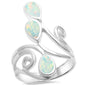 White Opal Wrap Around Spiral .925 Sterling Silver Ring Sizes 5-10