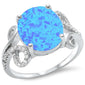 <span>CLOSEOUT!</span>Oval Blue Fire Opal Cubic Zirconia Design.925 Sterling Silver Ring Sizes 5-11