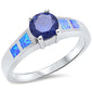 <span>CLOSEOUT!</span>Round Tanzanite & Blue Opal .925 Sterling Silver Ring Size 5