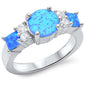 <span>CLOSEOUT!</span> Blue Fire Opal & Cubic Zirconia .925 Sterling Silver Ring