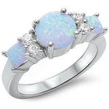  White Fire Opal & Cubic Zirconia .925 Sterling Silver Ring Sizes 5-6