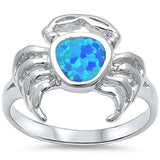  Blue Opal Crab .925 Sterling Silver Ring Sizes 5-6,9-11