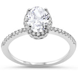 Oval Cut Cubic Zirconia Engagement  .925 Sterling Silver Ring
