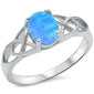 Oval Blue Opal Celtic Design .925 Sterling Silver Ring Sizes 5-10